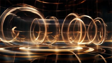 Wall Mural - An artwork depicting rings created by the trails of moving light, captured with a long exposure. The interplay of light weaves an artistic scene in the darkness.
