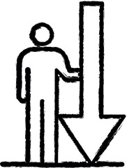 Aufkleber - arrow down vector icon in grunge style