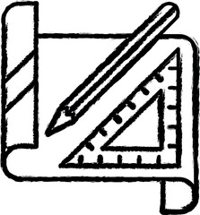 Aufkleber - Paper, ruler, pencil vector icon in grunge style