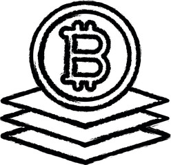 Aufkleber - bitcoin, layers vector icon in grunge style