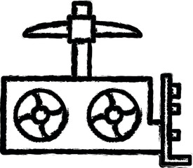Aufkleber - mining, video card vector icon in grunge style
