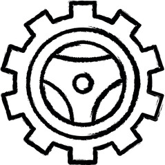 Aufkleber - Gear, steering wheel vector icon in grunge style