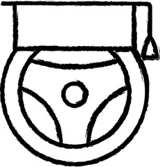 Poster - Steering wheel, graduate hat vector icon in grunge style