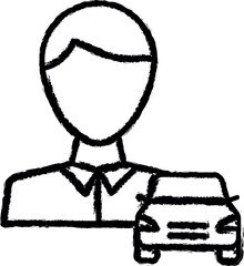 Poster - Teacher, driver, car vector icon in grunge style