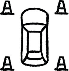 Aufkleber - Car, sign cone vector icon in grunge style