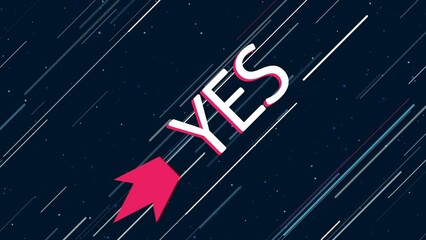 Poster - yes symbol flies through the universe on a jet propulsion. the symbol in the center is shaking due t