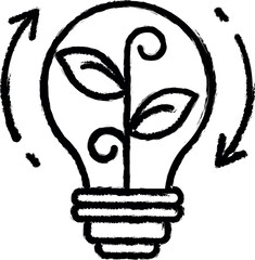 Aufkleber - Light bulb, plant, arrows vector icon in grunge style