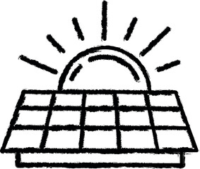 Poster - Panel, sun, solar panel vector icon in grunge style