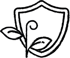 Aufkleber - Plant, shield, ecology protection vector icon in grunge style