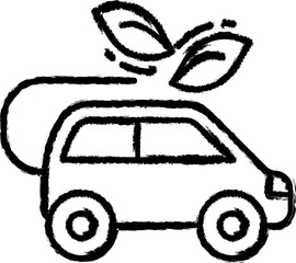 Aufkleber - Eco car, leafs vector icon in grunge style