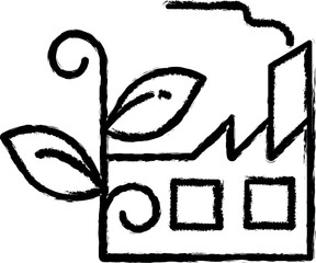 Aufkleber - Eco factory, plant vector icon in grunge style