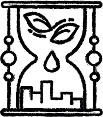 Poster - hourglass, city, leafs vector icon in grunge style