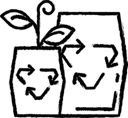 Aufkleber - Recycle bin, plant vector icon in grunge style