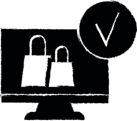 Leinwandbilder - Ecommerce, shopping, computer vector icon in grunge style