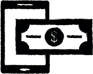 Aufkleber - Ecommerce, payment, phone, money vector icon in grunge style