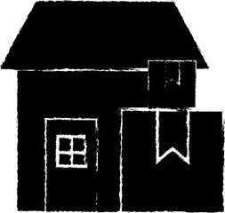 Poster - Ecommerce, delivery, home, box vector icon in grunge style