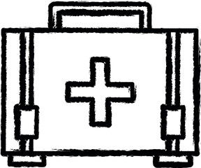 Poster - Emergencies, first aid kit vector icon in grunge style
