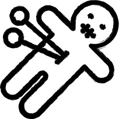Poster - Voodoo doll esoteric vector icon in grunge style