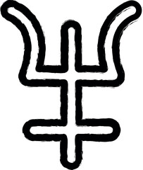 Poster - Symbol Neptune vector icon in grunge style
