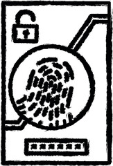 Aufkleber - Fingerprint scan vector icon in grunge style