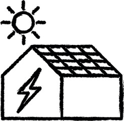 Poster - Solar house vector icon in grunge style