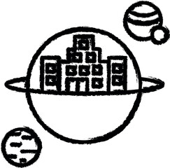 Aufkleber - Space hotel vector icon in grunge style