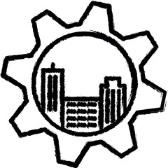 Poster - City development business vector icon in grunge style