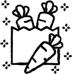 Poster - Carrot paper bag vector icon in grunge style