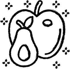 Aufkleber - Fruits avoocado apple vector icon in grunge style