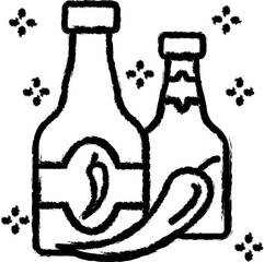 Poster - Chili sauce bottle vector icon in grunge style