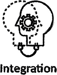 Aufkleber - Human, socket, gear in mind vector icon in grunge style