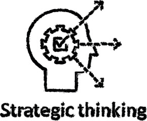 Poster - Human, gear, check mark in mind vector icon in grunge style