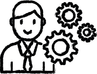 Poster - human resources, gear vector icon in grunge style