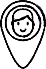Aufkleber - location, user, place, map vector icon in grunge style