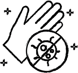 Poster - Hand, bacteria, ban vector icon in grunge style