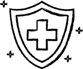 Aufkleber - Shield, plus, medicine vector icon in grunge style