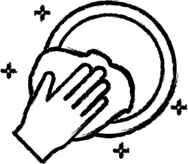 Poster - Hand, plate, towel vector icon in grunge style