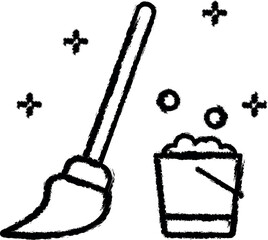 Aufkleber - Bucket, mop, foam vector icon in grunge style