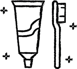 Poster - Toothbrush, toothpaste vector icon in grunge style