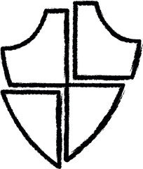 Aufkleber - shield, protection, insurance vector icon in grunge style