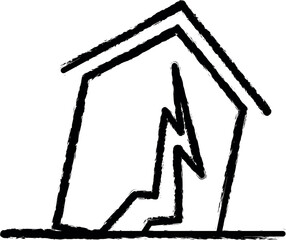 Aufkleber - house, earthquake, insurance vector icon in grunge style