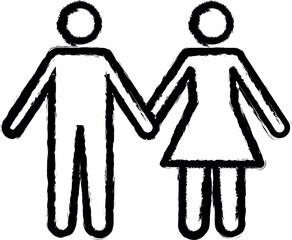 Aufkleber - Man and woman line vector icon in grunge style