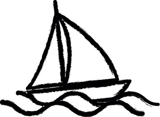Aufkleber - sailing yacht line vector icon in grunge style