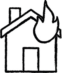 Poster - burning house line vector icon in grunge style