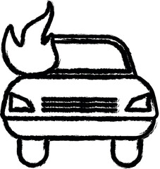 Poster - car fire line vector icon in grunge style