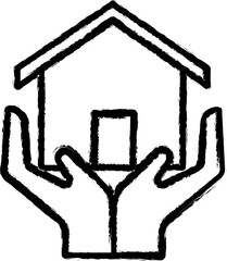 Poster - protect the house line vector icon in grunge style