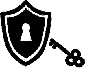 Aufkleber - Antivirus shield, passcode, protection unlock, safety lock, security key vector icon in grunge style