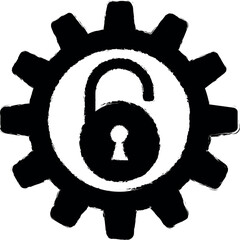 Aufkleber - Cyber risk management, lock configuration, padlock with gear, security lock, security setting vector icon in grunge style