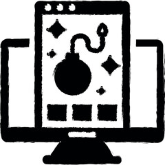 Aufkleber - Bug inspection, internet safety, malware threat, online data, virus attack vector icon in grunge style