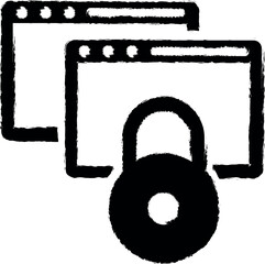 Aufkleber - Data encryption, locked website, online security concept, ssl protocol, webpage protection vector icon in grunge style